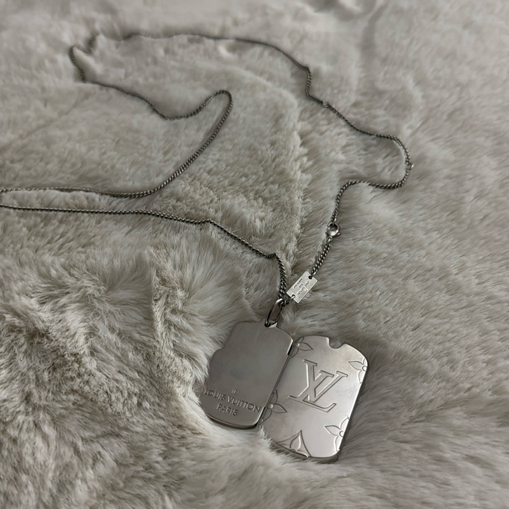 Louis Vuitton Monogram Silver locket necklace